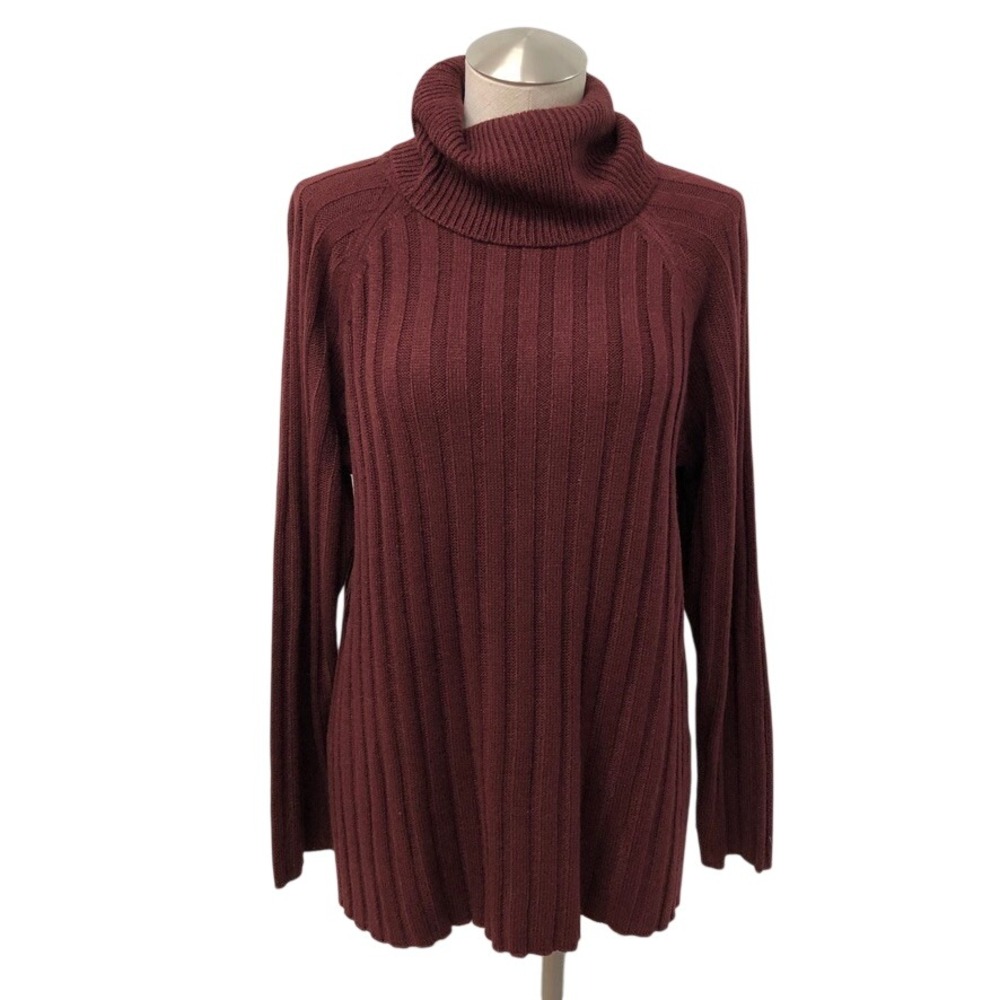 Sanctuary Sweater Womens Small Burgundy Ribbed Turtleneck Classic Preppy